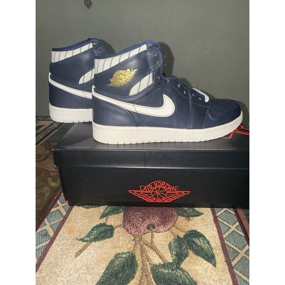 NIKE AIR JORDAN 1 RETRO HIGH JETER RE2PECT Navy Shoes 8.5 715854 402 Yankees - Picture 1 of 16
